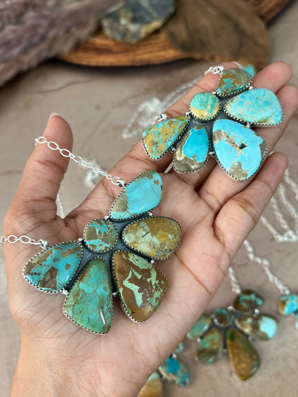 Handmade Sterling Silver Royston Turquoise Necklace Signed Nizhoni