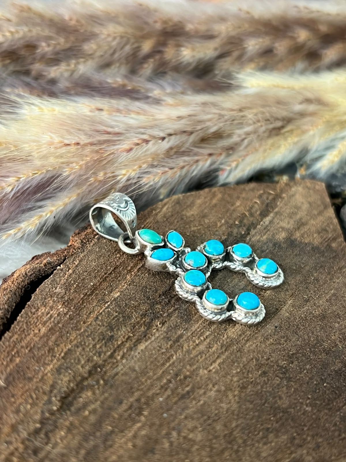 Handmade Sterling Silver Kingman Turquoise Naja Pendant Signed Nizhoni