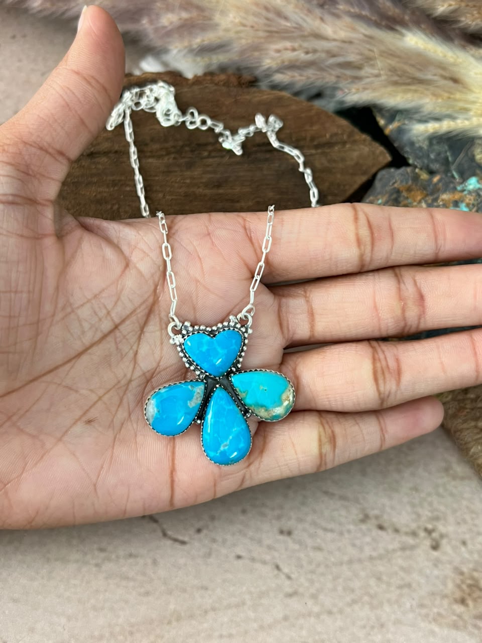 Handmade Sterling Silver Hardy Pit Collection: Necklace Signed Nizhoni