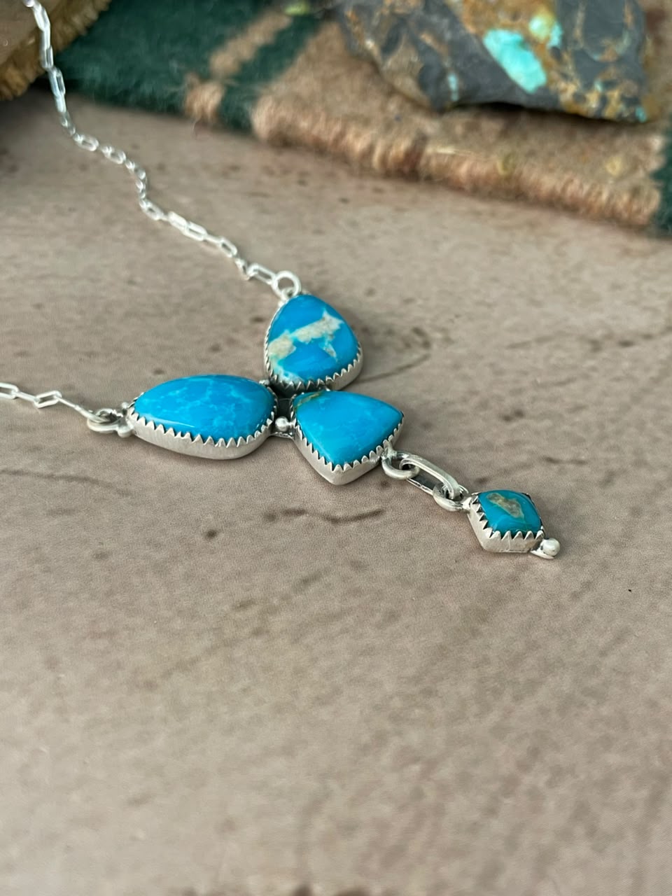 Handmade Sterling Silver Hardy Pit Collection: Necklace Signed Nizhoni