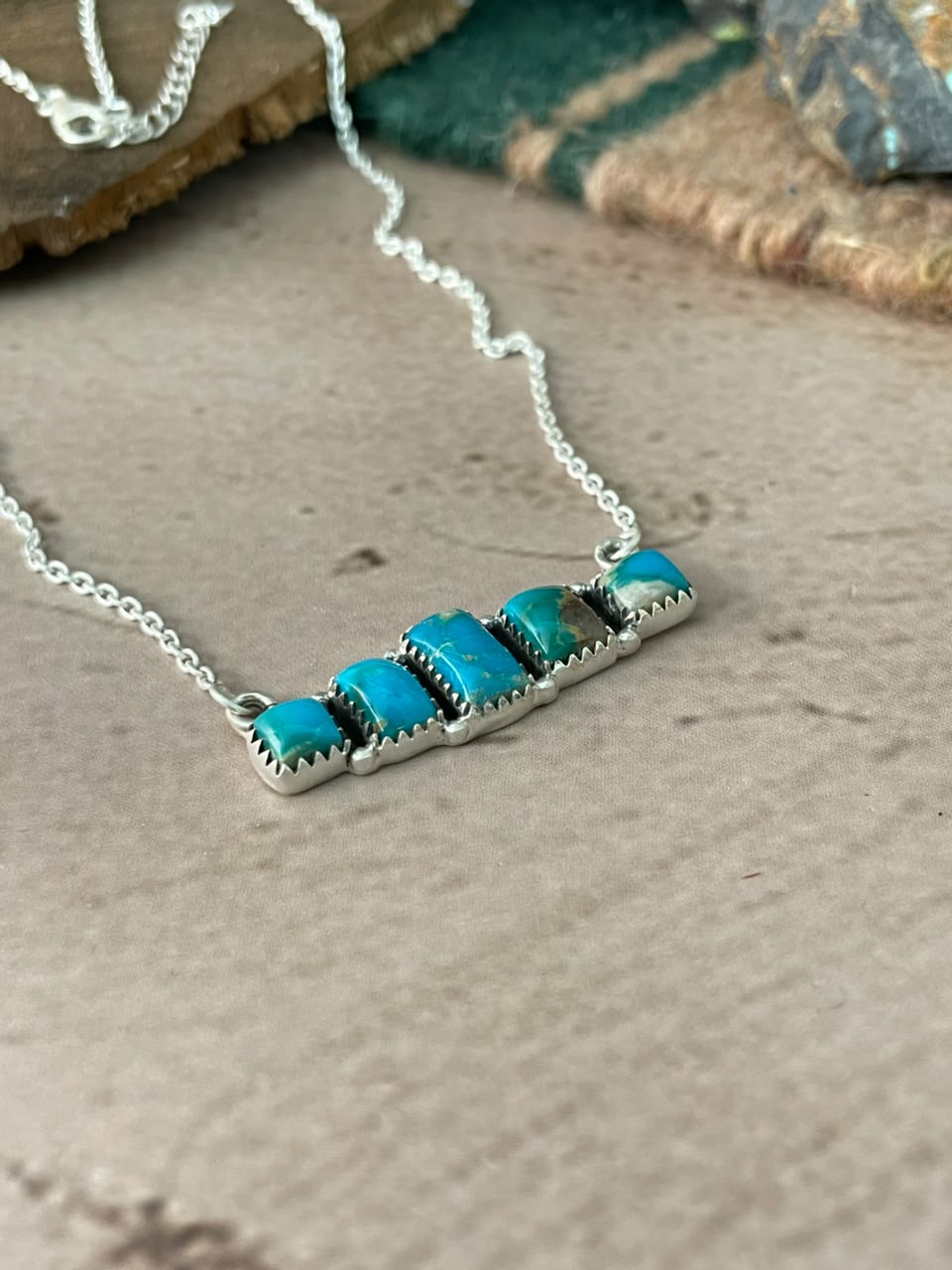 Handmade Sterling Silver Hardy Pit Collection: Necklace Signed Nizhoni
