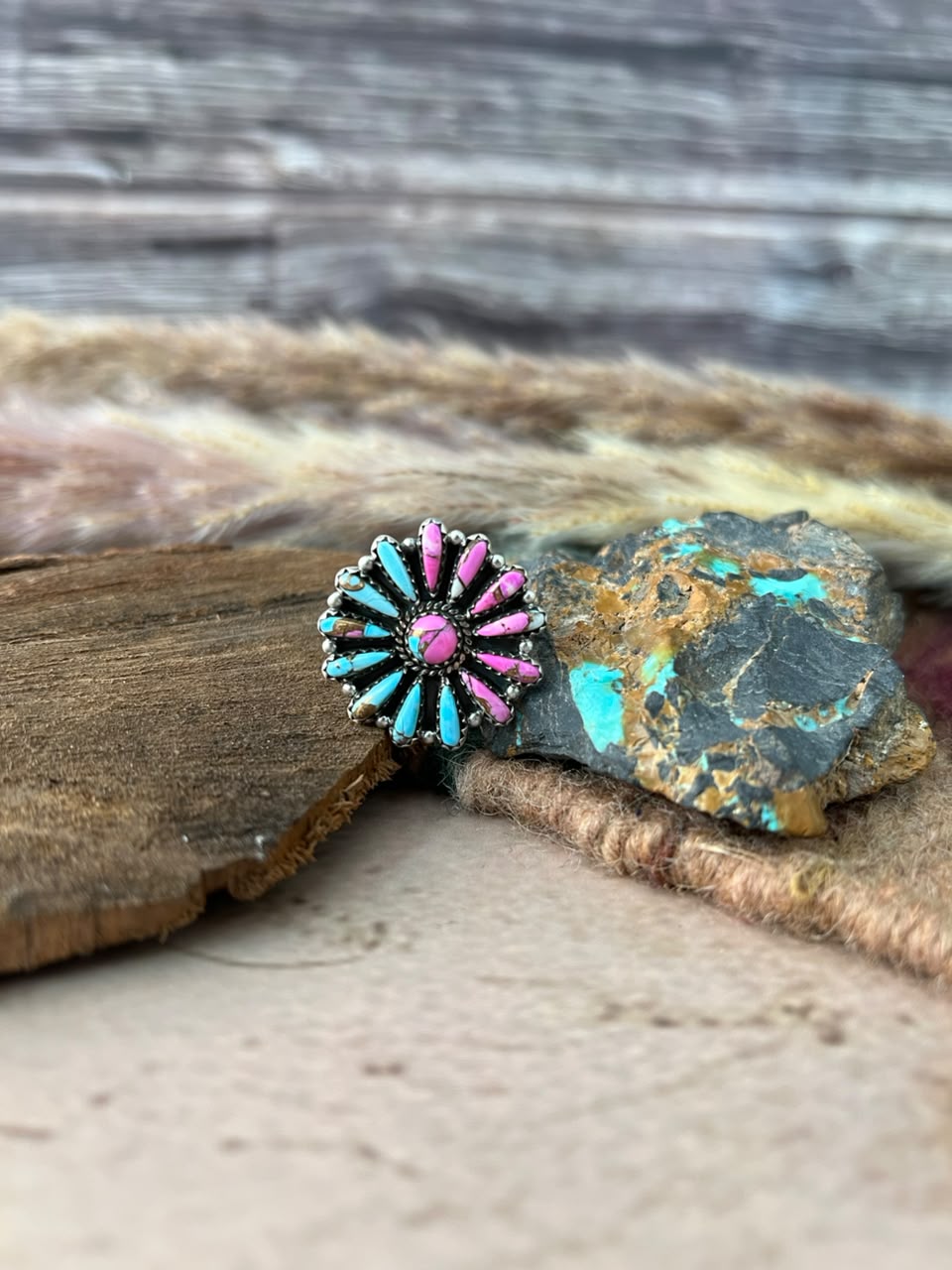Handmade Sterling Silver Cotton Candy Adjustable Ring Signed Nizhoni