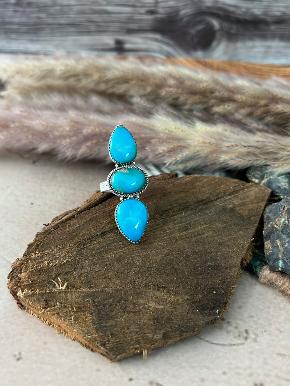 Handmade Sterling Silver Hardy Pit Collection: Adjustable Ring Signed Nizhoni