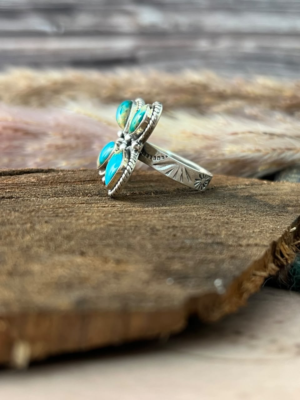Handmade Sterling Silver Hardy Pit Collection: Butterfly Adjustable Ring Signed Nizhoni