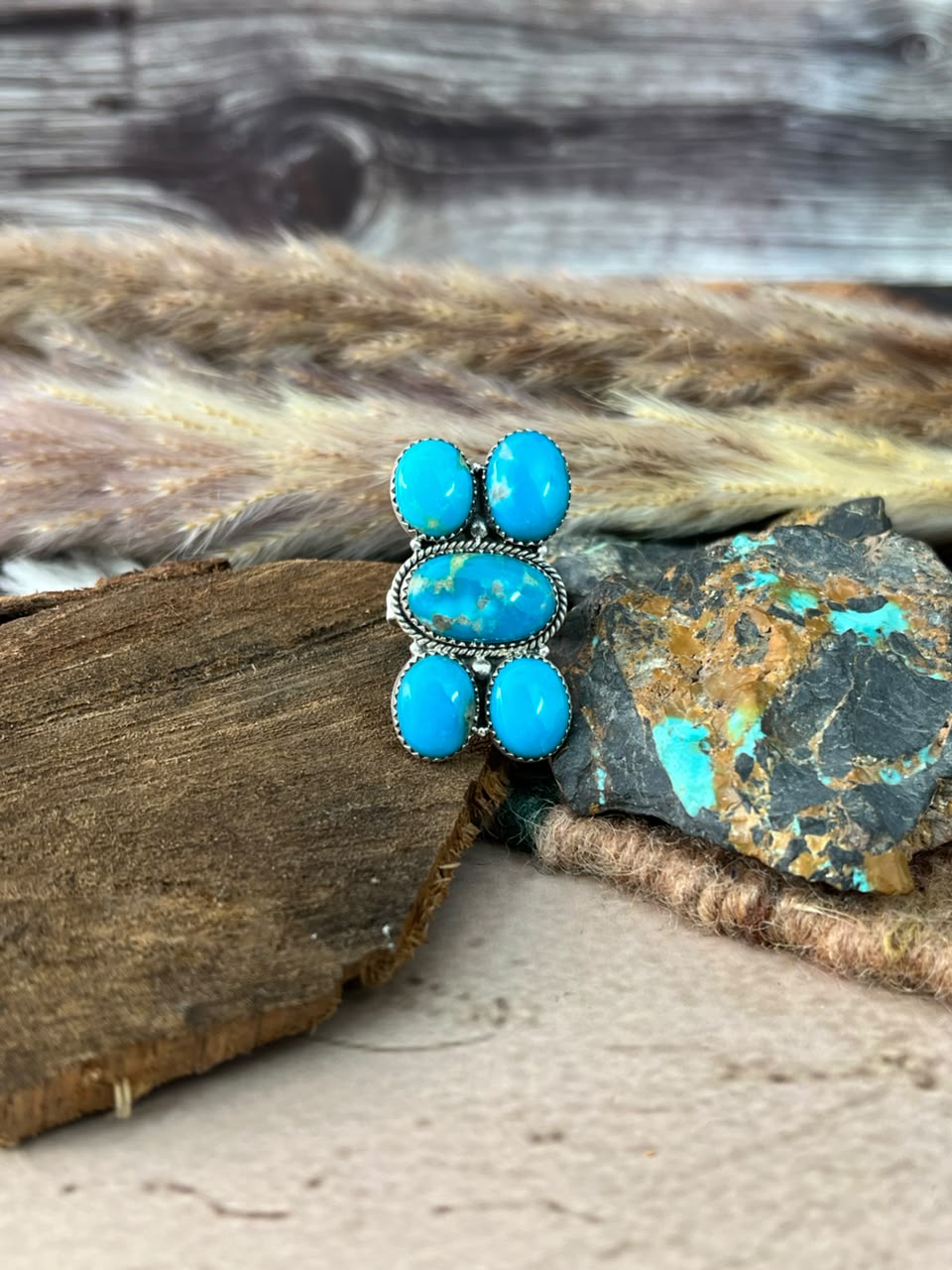 Handmade Sterling Silver Hardy Pit Collection: Adjustable Ring Signed Nizhoni