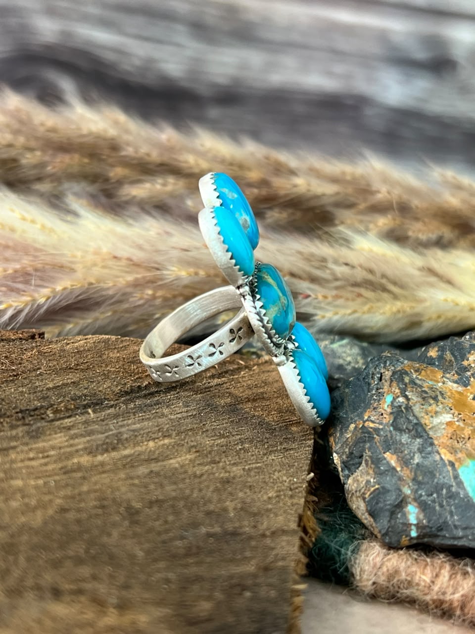 Handmade Sterling Silver Hardy Pit Collection: Adjustable Ring Signed Nizhoni