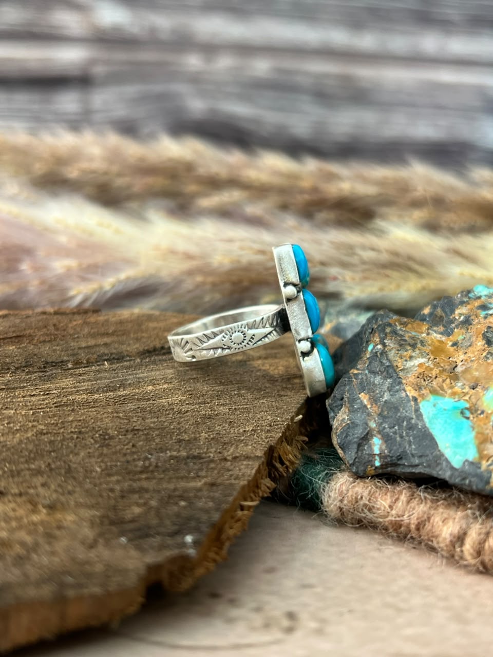Handmade Sterling Silver Hardy Pit Collection: Adjustable Ring Signed Nizhoni
