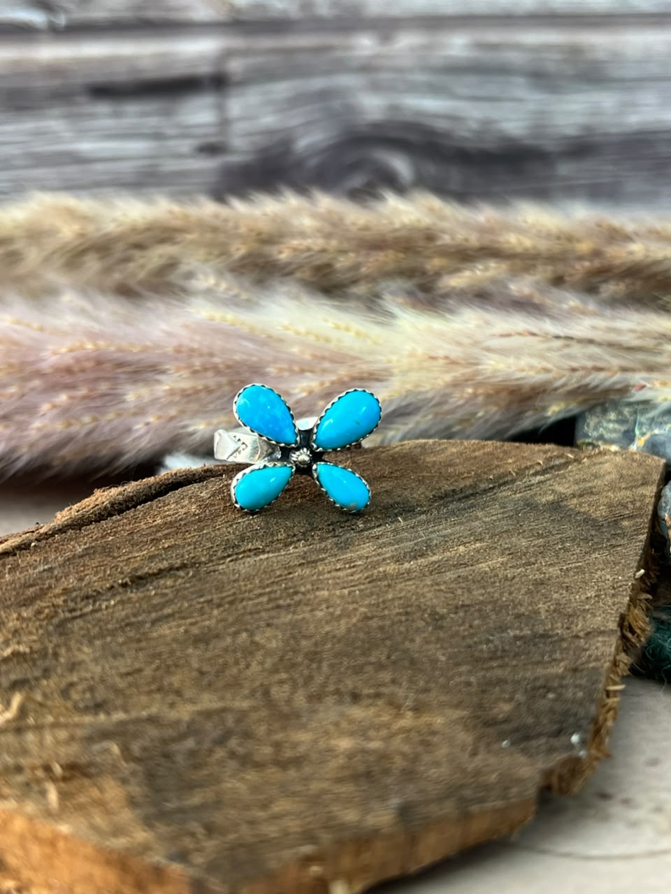 Handmade Sterling Silver Hardy Pit Collection: Adjustable Ring Signed Nizhoni