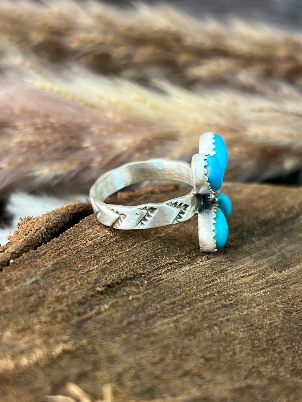 Handmade Sterling Silver Hardy Pit Collection: Adjustable Ring Signed Nizhoni