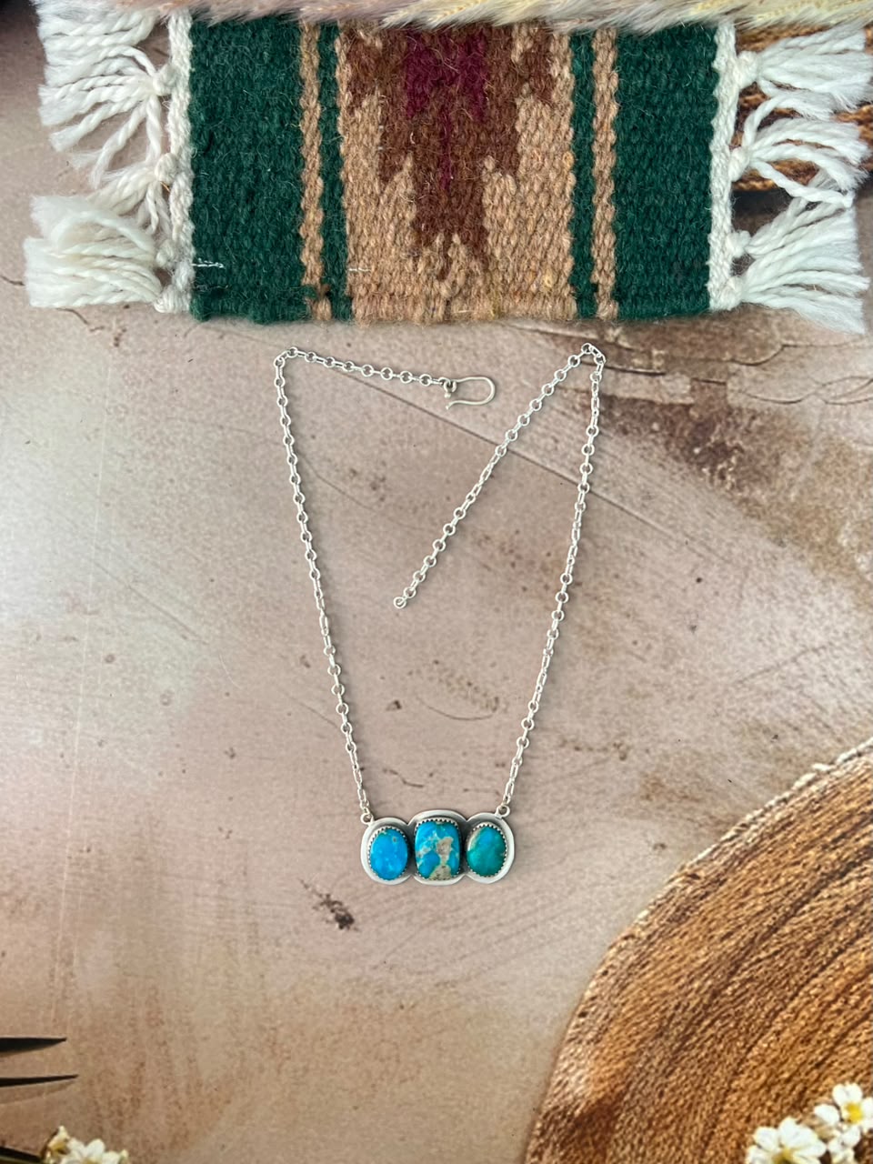 Handmade Sterling Silver Hardy Pit Collection: Necklace Signed Nizhoni