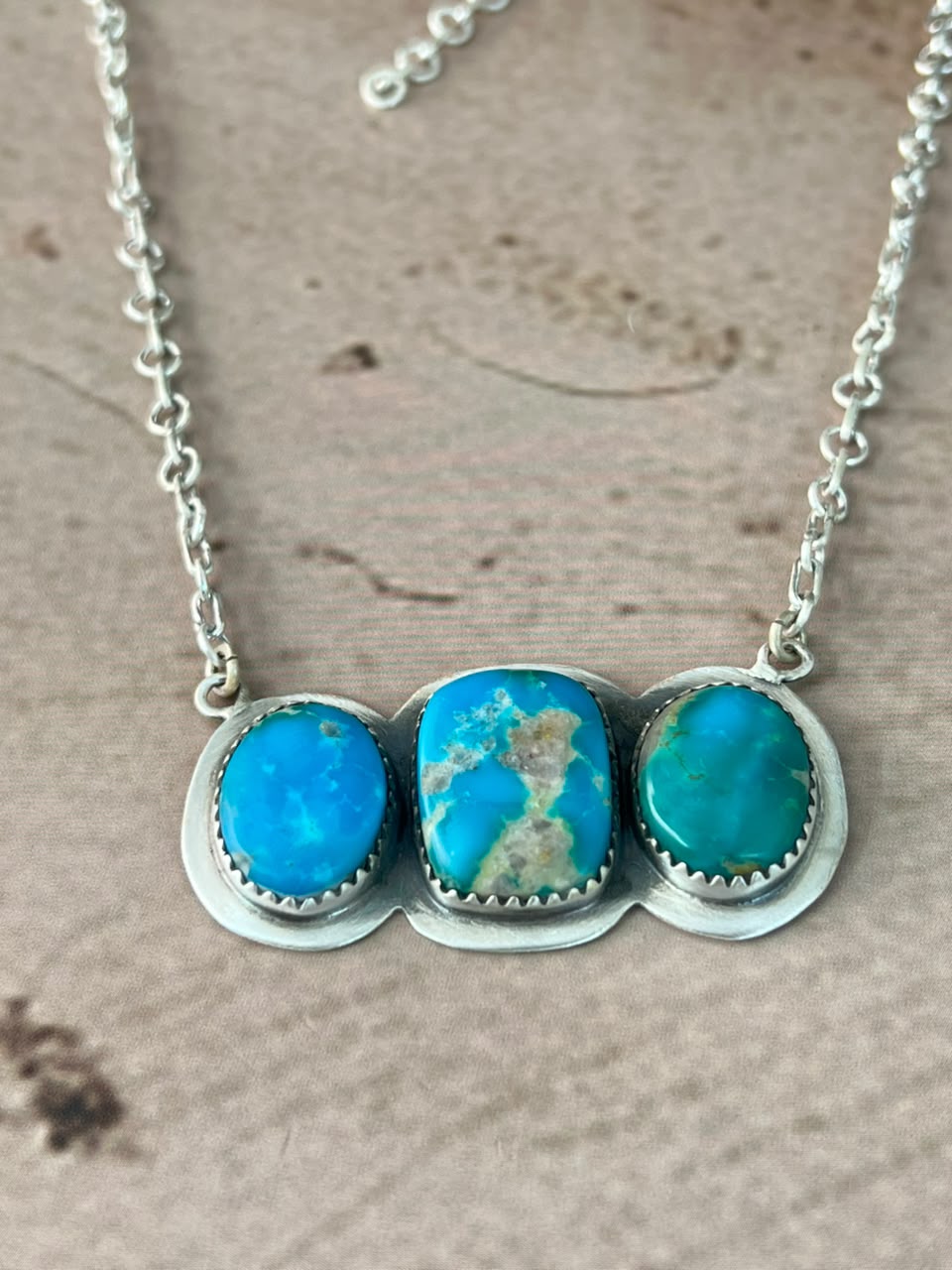 Handmade Sterling Silver Hardy Pit Collection: Necklace Signed Nizhoni