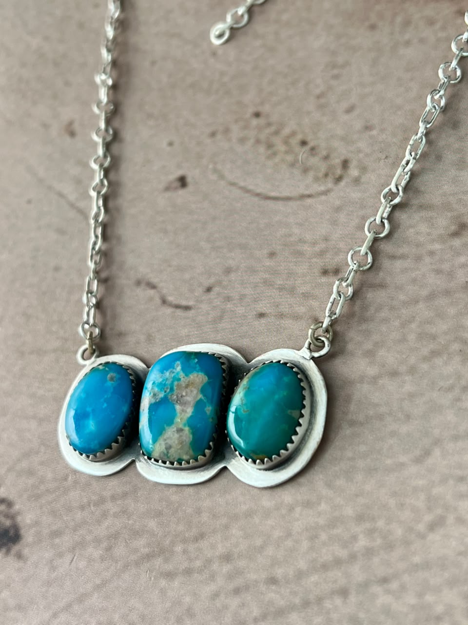 Handmade Sterling Silver Hardy Pit Collection: Necklace Signed Nizhoni