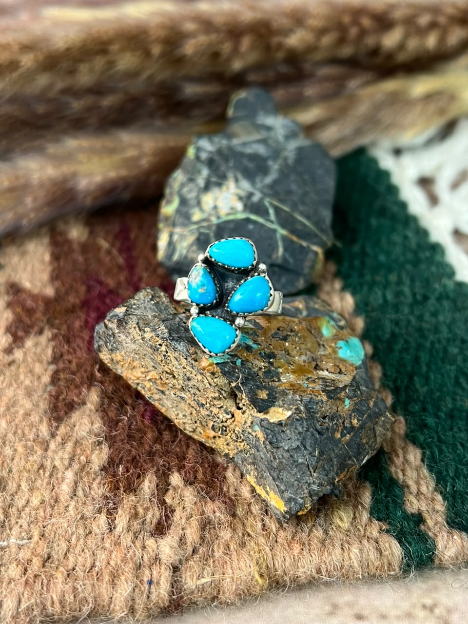 Handmade Sterling Silver Hardy Pit Collection: Adjustable Ring Signed Nizhoni