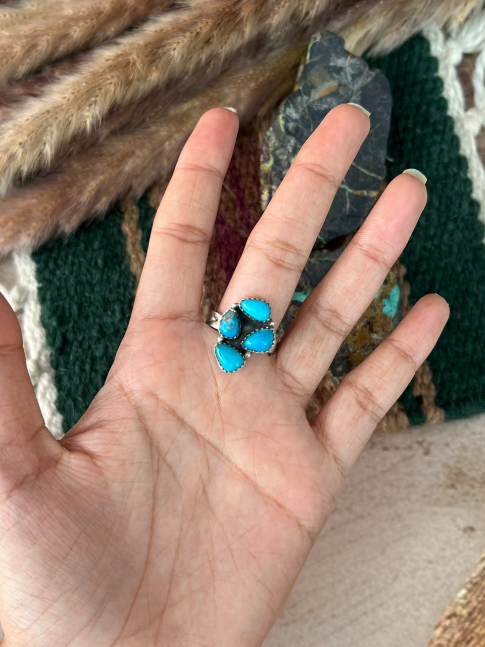Handmade Sterling Silver Hardy Pit Collection: Adjustable Ring Signed Nizhoni