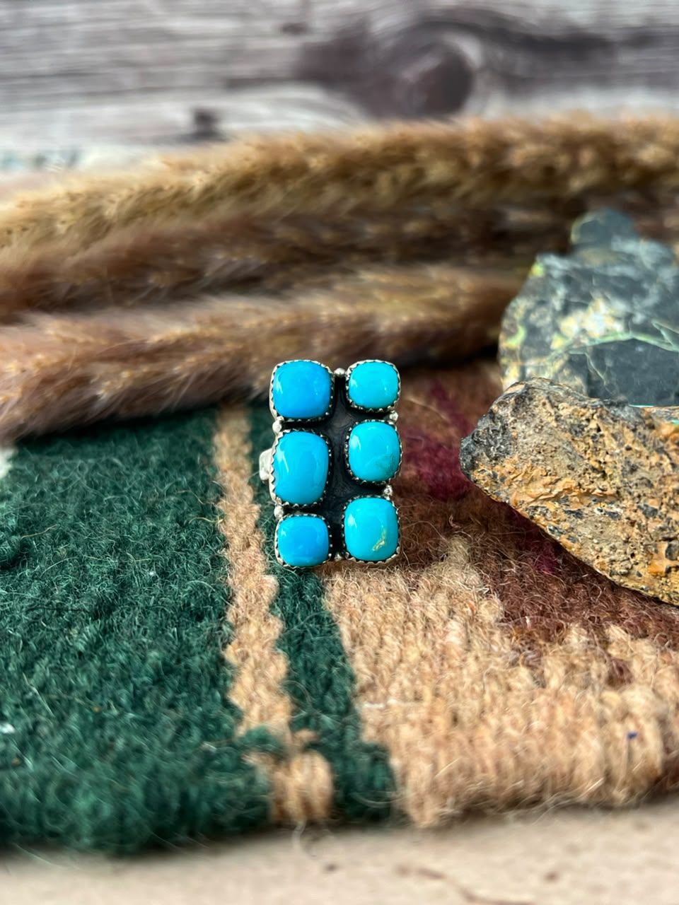 Handmade Sterling Silver Hardy Pit Collection: Adjustable Bar Ring Signed Nizhoni