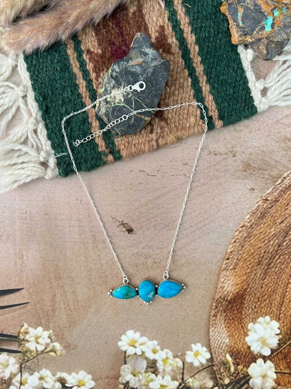Handmade Sterling Silver Hardy Pit Collection: Necklace Signed Nizhoni