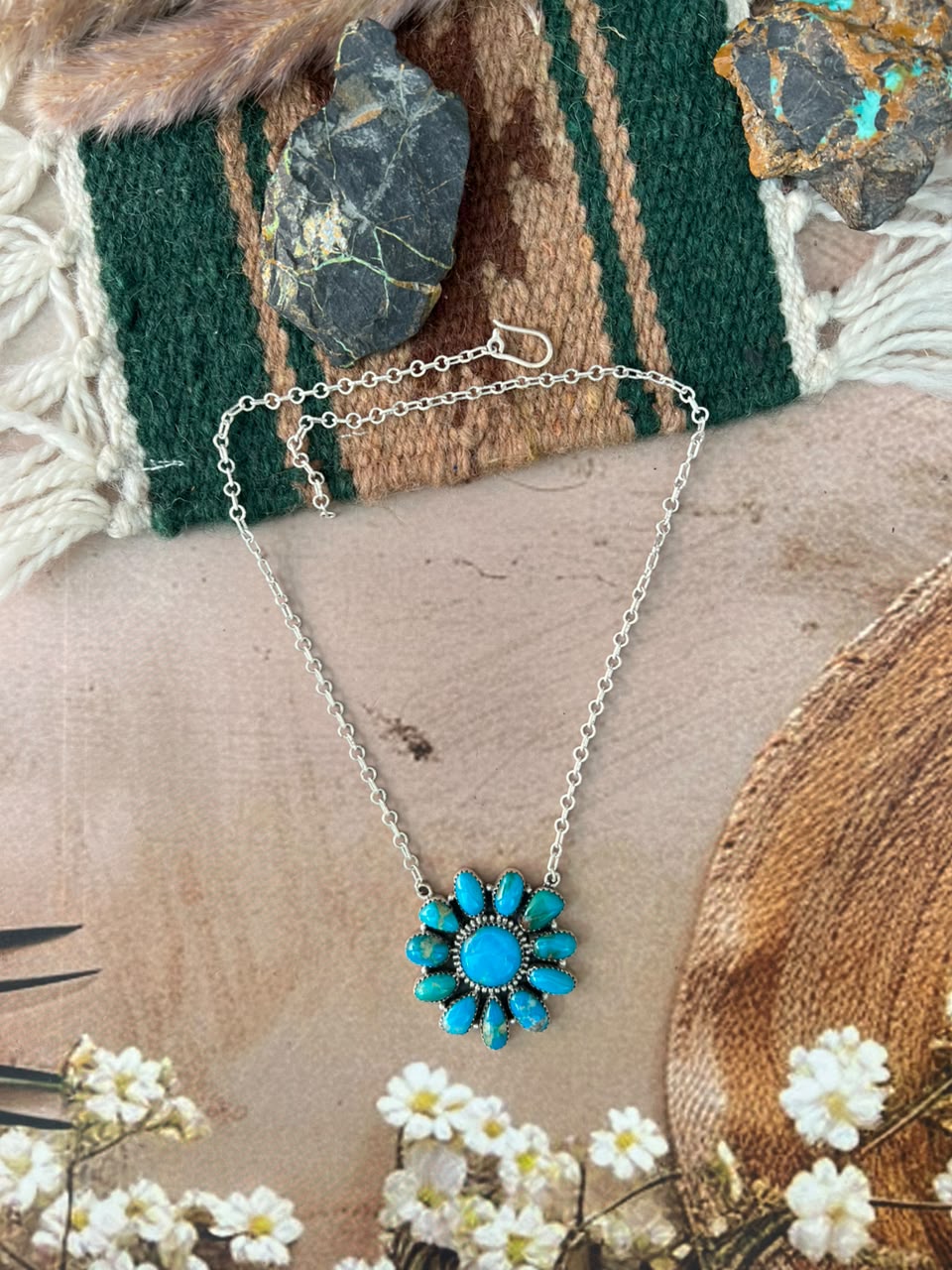Handmade Sterling Silver Hardy Pit Collection: Necklace Signed Nizhoni