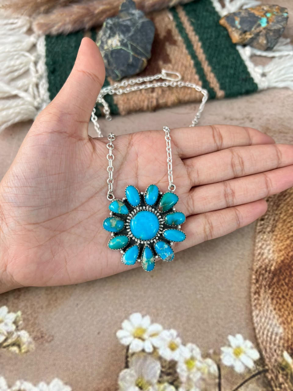 Handmade Sterling Silver Hardy Pit Collection: Necklace Signed Nizhoni