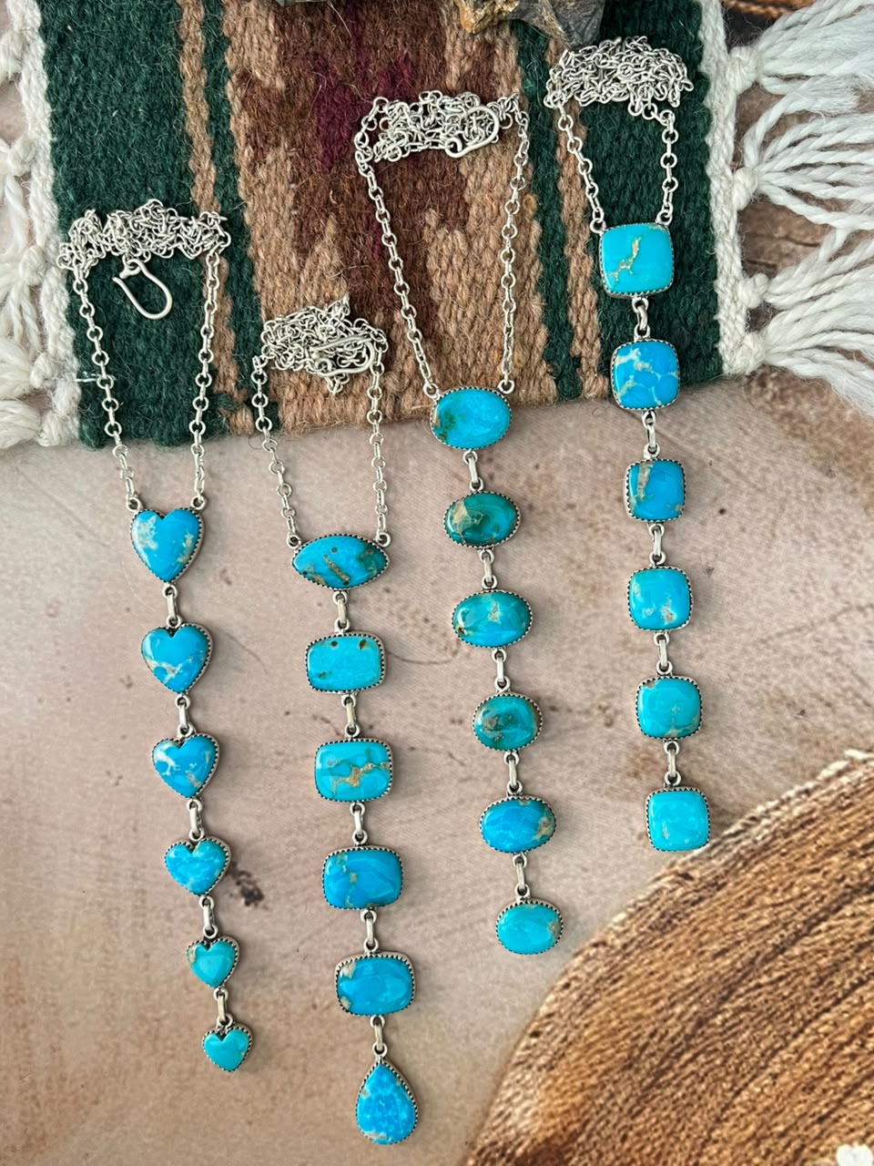 Handmade Sterling Silver Hardy Pit Collection: Drop Necklace Signed Nizhoni