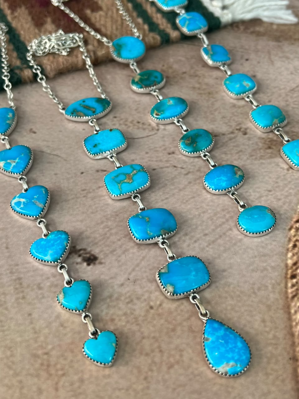 Handmade Sterling Silver Hardy Pit Collection: Drop Necklace Signed Nizhoni