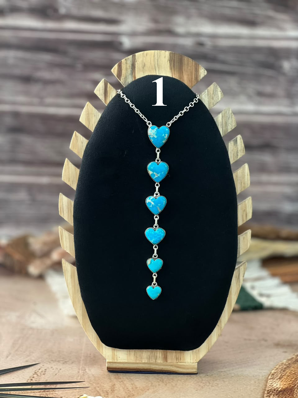Handmade Sterling Silver Hardy Pit Collection: Drop Necklace Signed Nizhoni