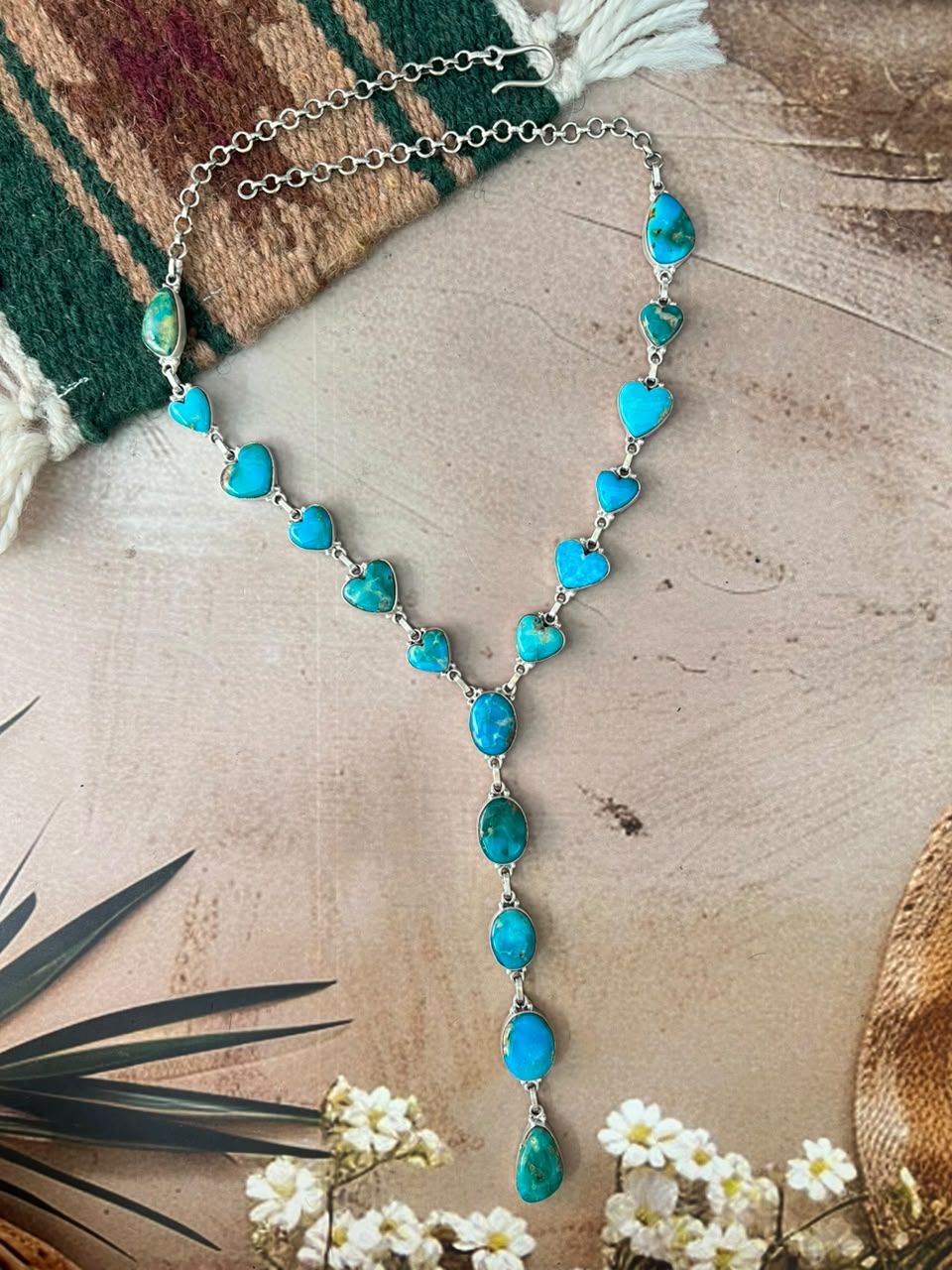 Handmade Sterling Silver Hardy Pit Collection: 'Y Shaped' Necklace Signed Nizhoni