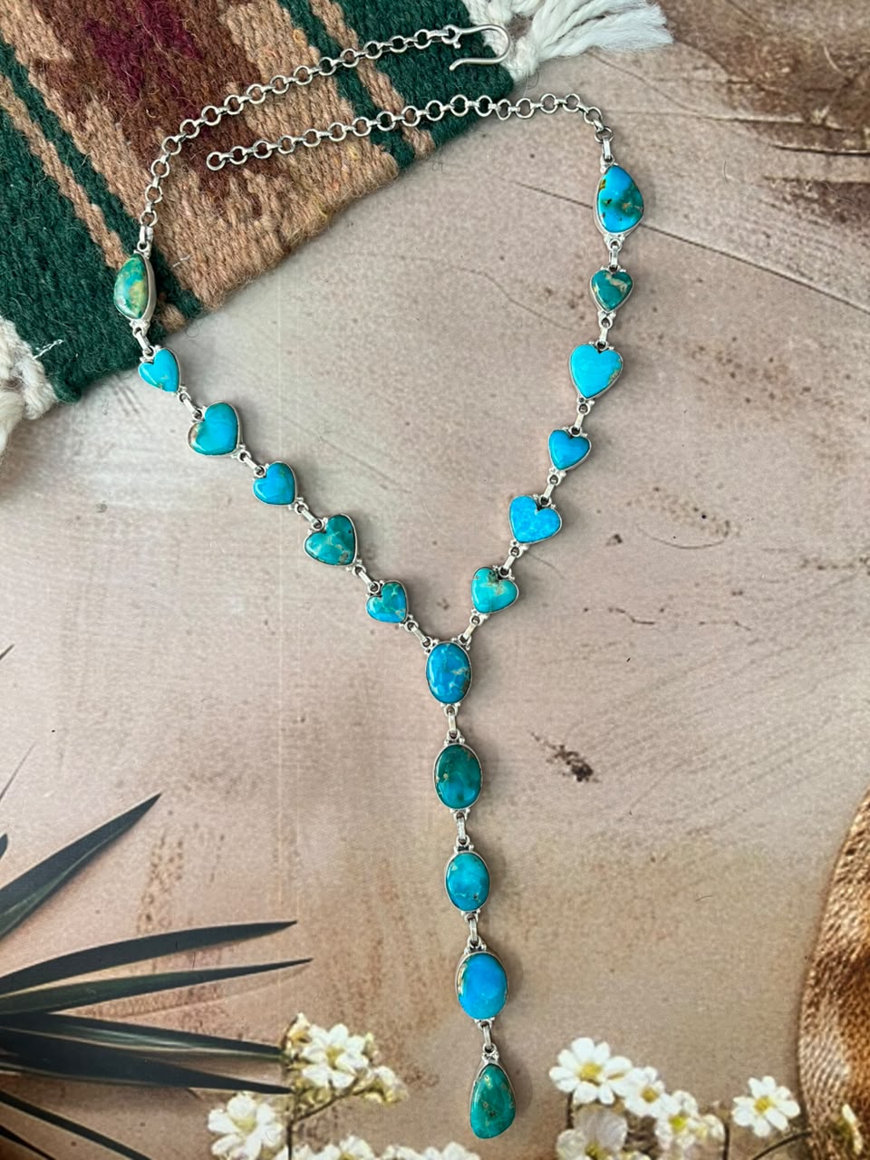 Handmade Sterling Silver Hardy Pit Collection: 'Y Shaped' Necklace Signed Nizhoni