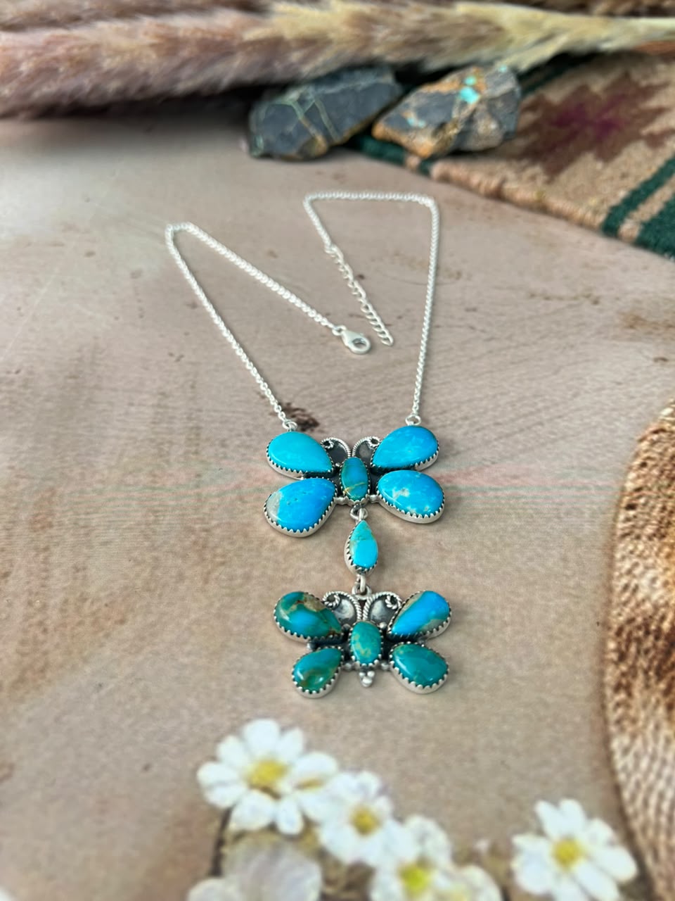 Handmade Sterling Silver Hardy Pit Collection: Butterfly Necklace Signed Nizhoni