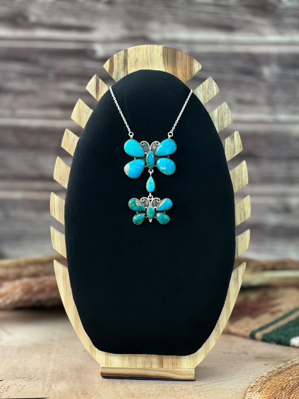 Handmade Sterling Silver Hardy Pit Collection: Butterfly Necklace Signed Nizhoni