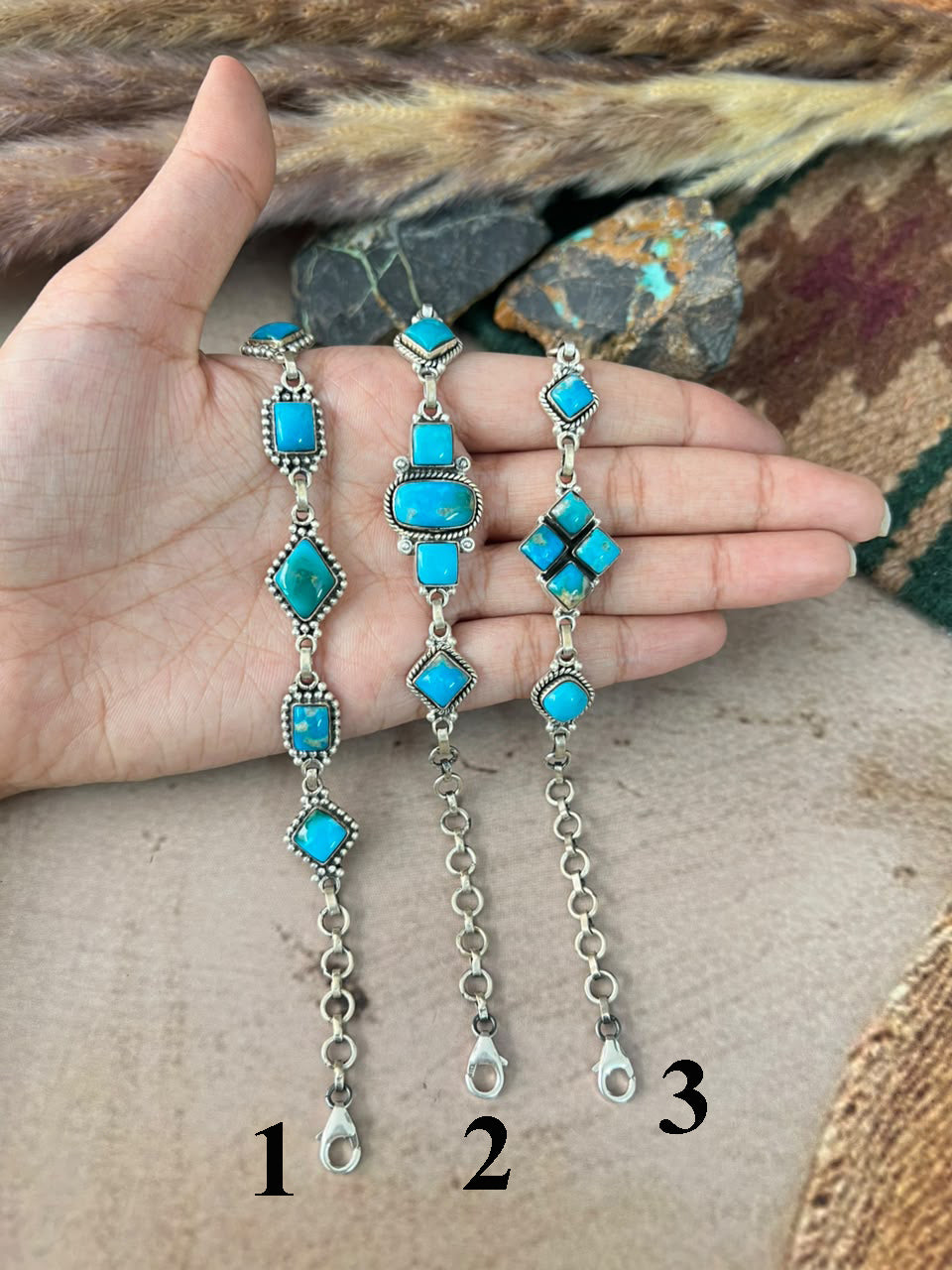 Handmade Sterling Silver Hardy Pit Collection: Chain Bracelet Signed Nizhoni
