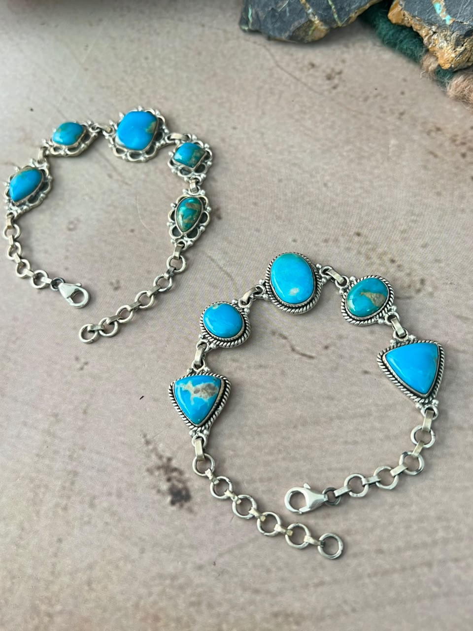 Handmade Sterling Silver Hardy Pit Collection: Chain Bracelet Signed Nizhoni