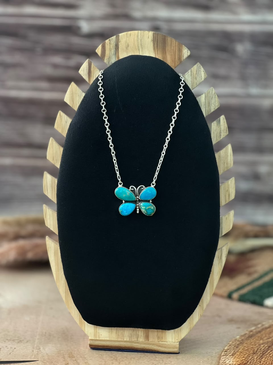 Handmade Sterling Silver Hardy Pit Collection: Butterfly Necklace Signed Nizhoni