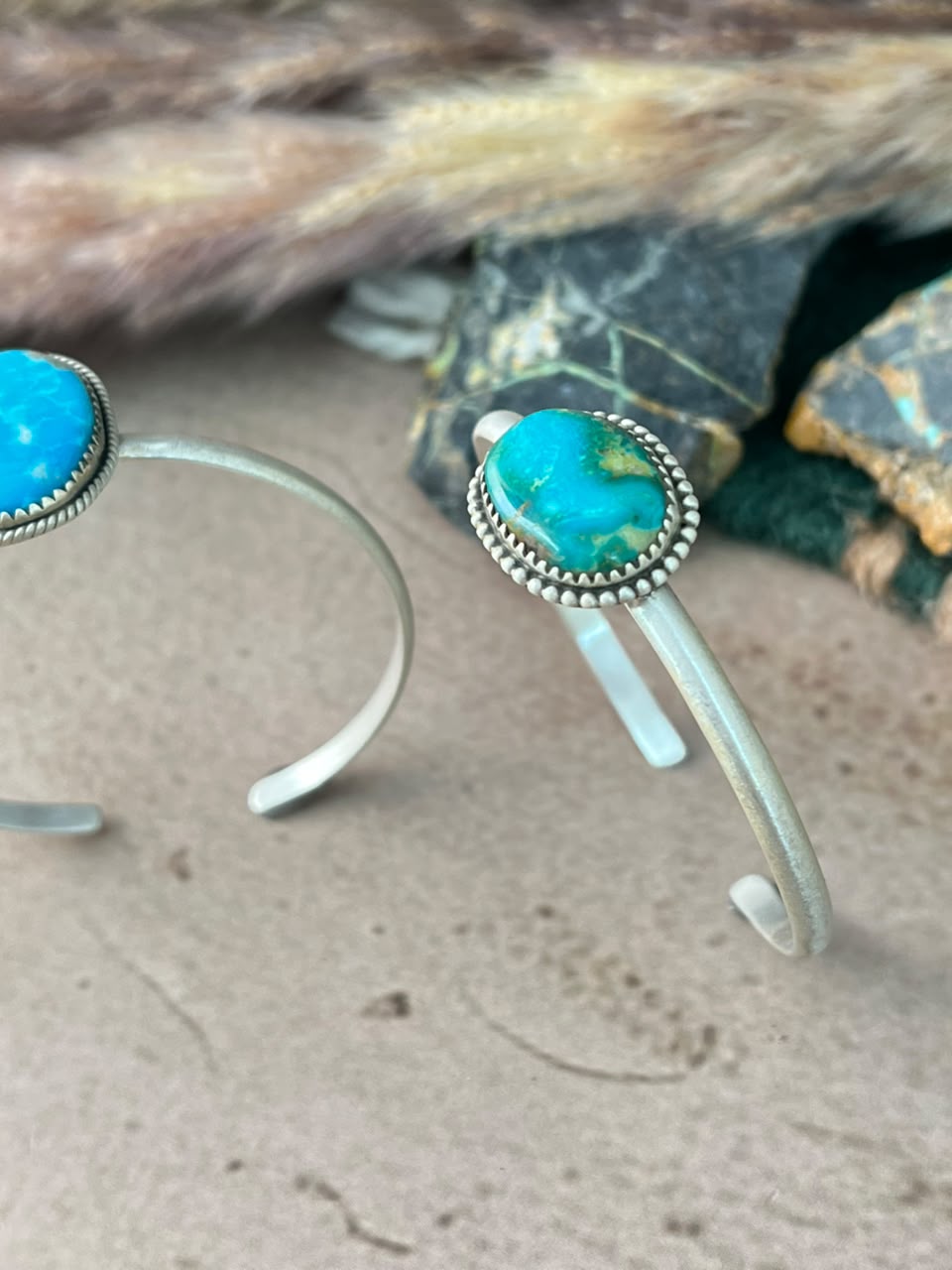 Handmade Sterling Silver Hardy Pit Collection: Cuff Bracelet Signed Nizhoni