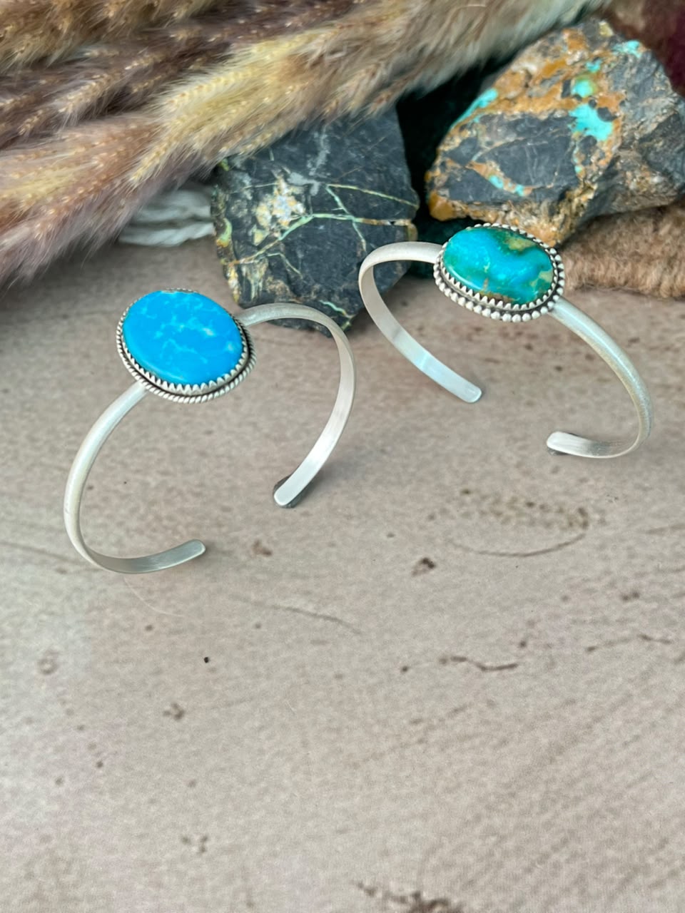 Handmade Sterling Silver Hardy Pit Collection: Cuff Bracelet Signed Nizhoni