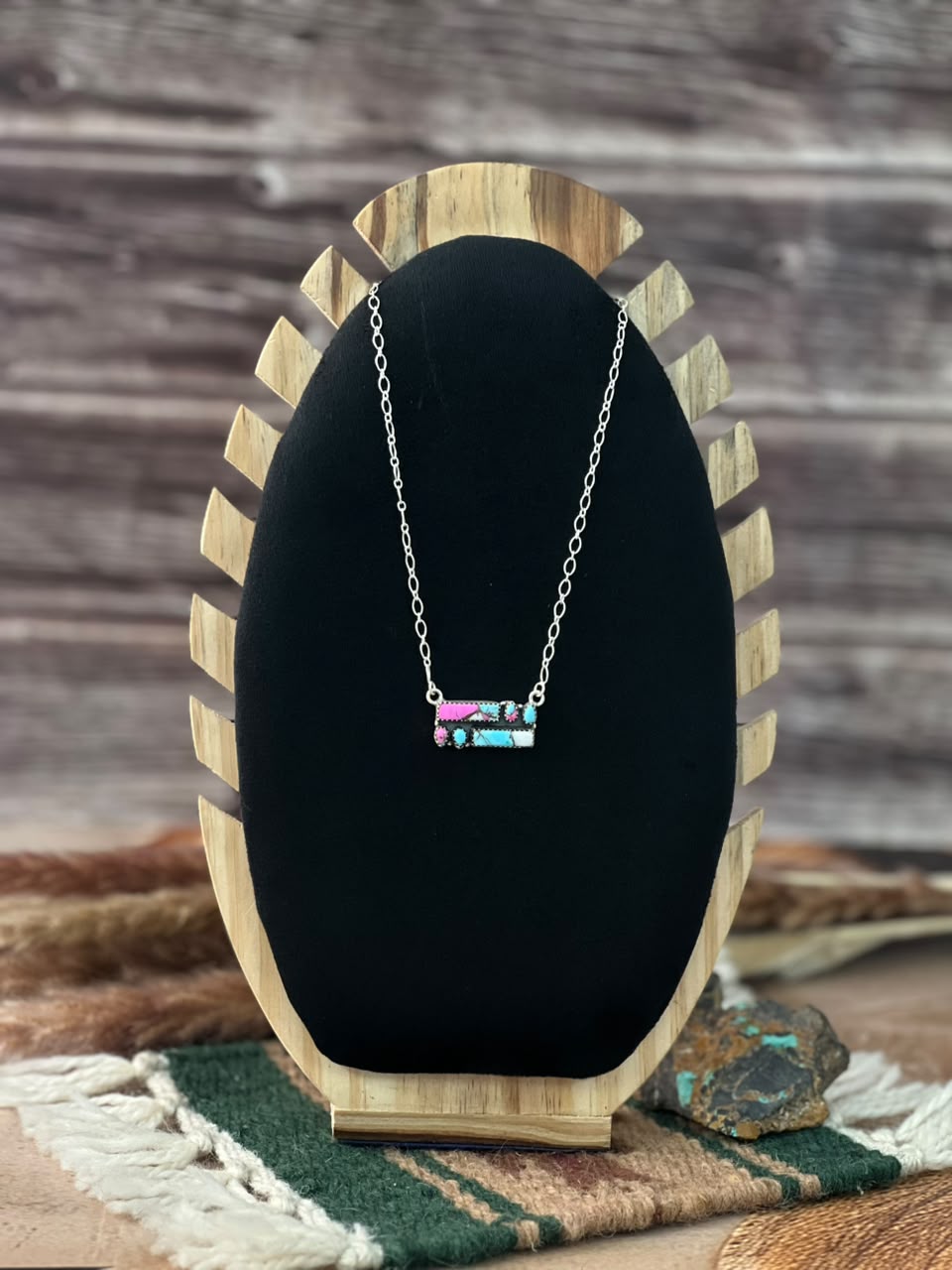 Handmade Sterling Silver Cotton Candy Necklace Signed Nizhoni