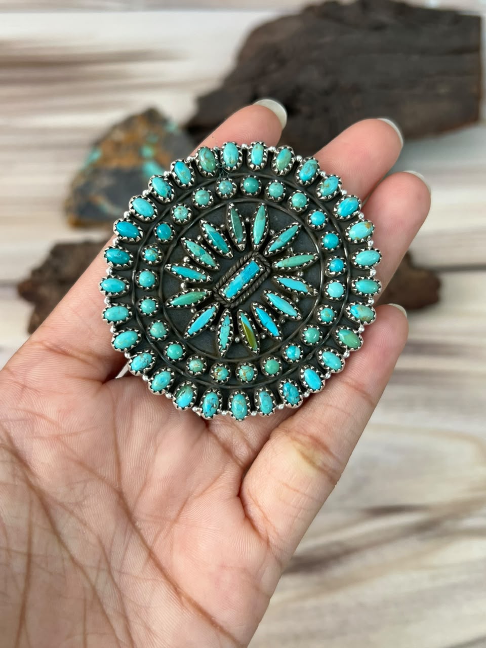Handmade Sterling Silver Kingman Turquoise Adjustable Ring Signed Nizhoni