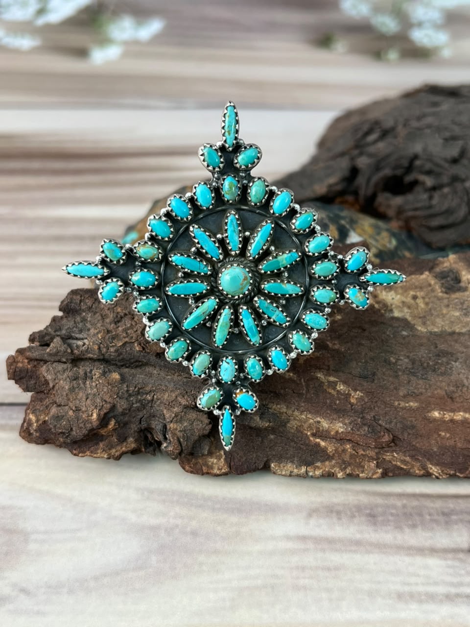 Handmade Sterling Silver Kingman Turquoise Adjustable Ring Signed Nizhoni