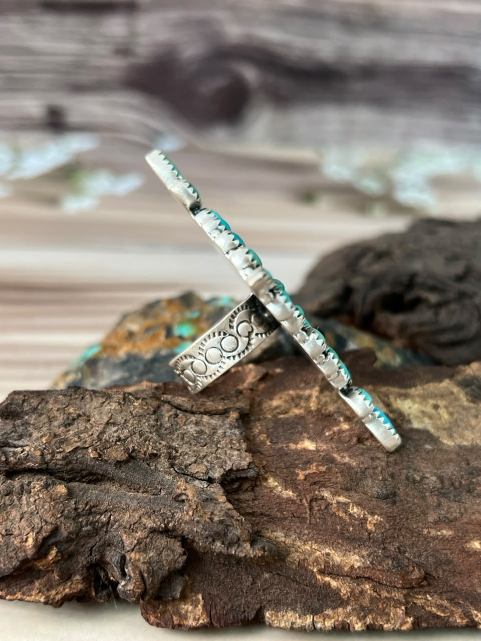 Handmade Sterling Silver Kingman Turquoise Adjustable Ring Signed Nizhoni