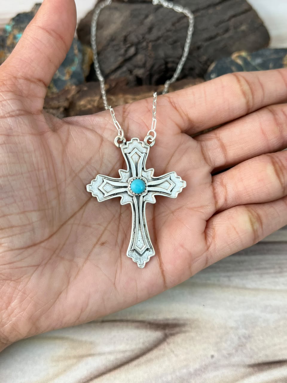 Handmade Sterling Silver Kingman Turquoise Necklace Signed Nizhoni