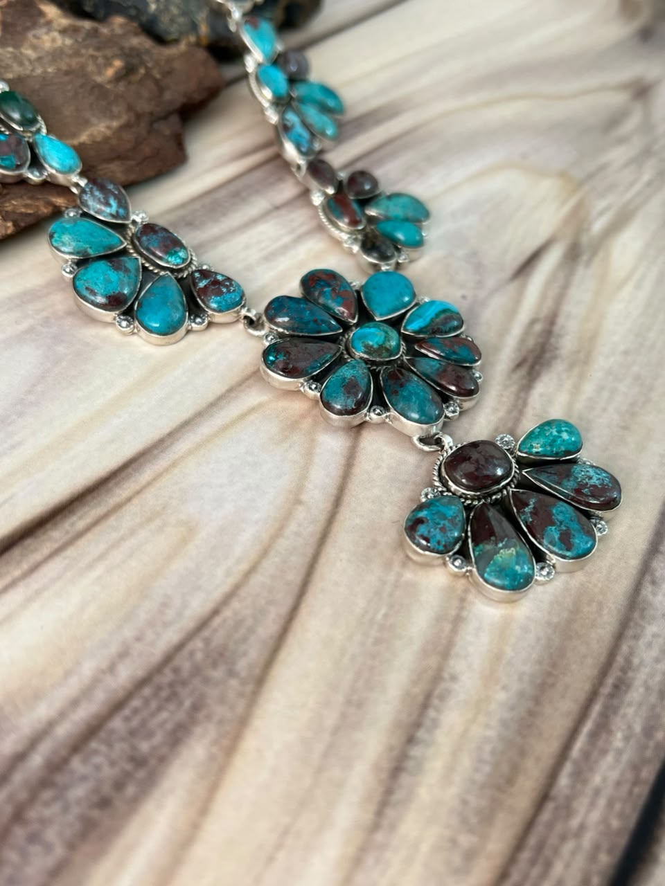 Handmade Sterling Silver Gem Silica Collection: Necklace Signed Nizhoni