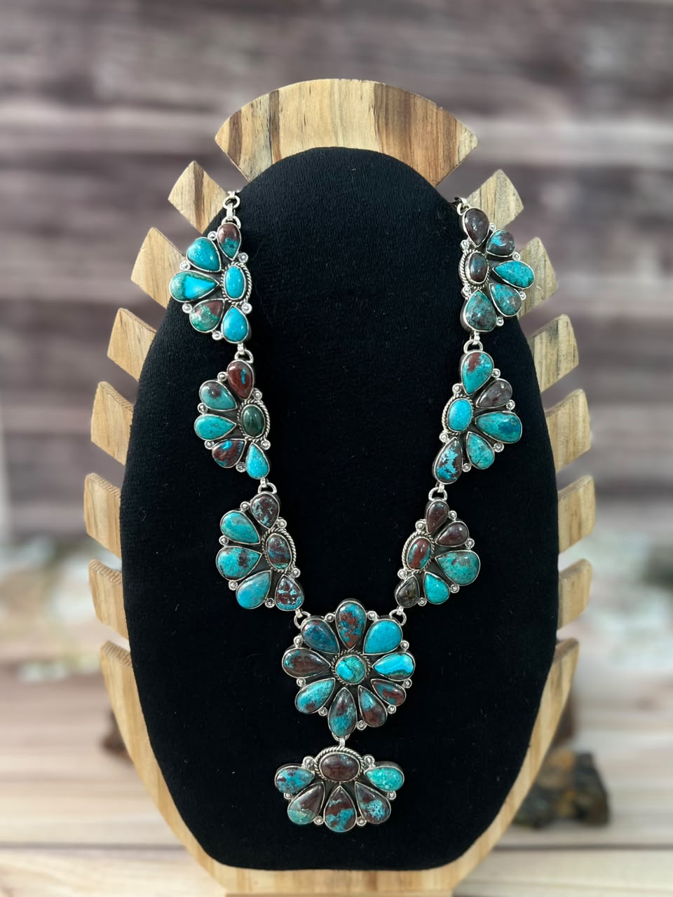 Handmade Sterling Silver Gem Silica Collection: Necklace Signed Nizhoni