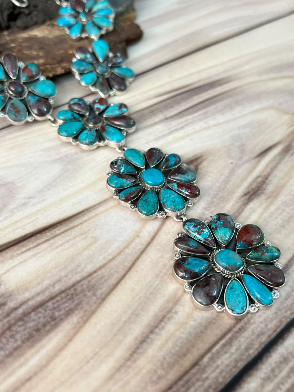 Handmade Sterling Silver Gem Silica Collection: Necklace Signed Nizhoni
