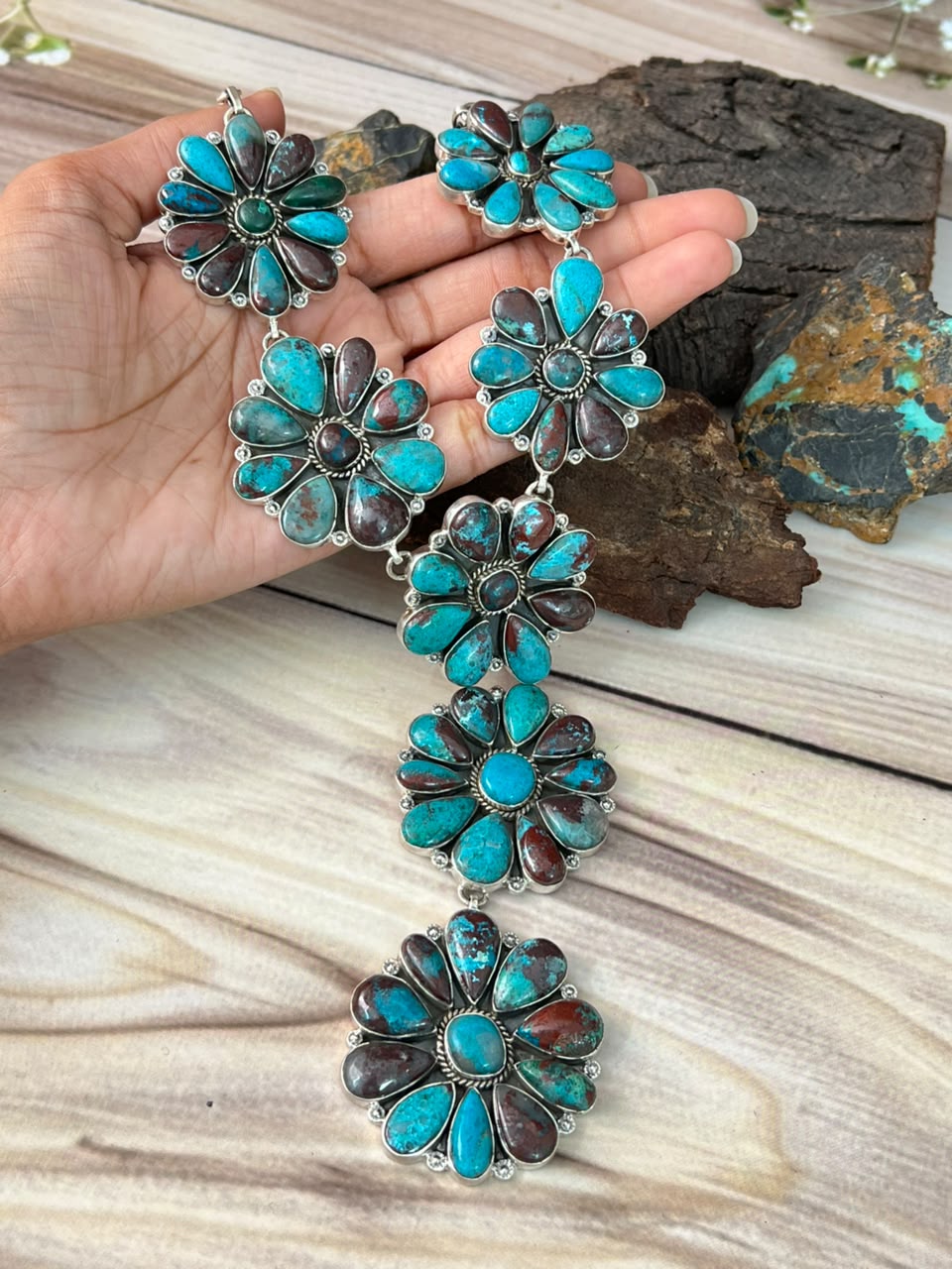 Handmade Sterling Silver Gem Silica Collection: Necklace Signed Nizhoni