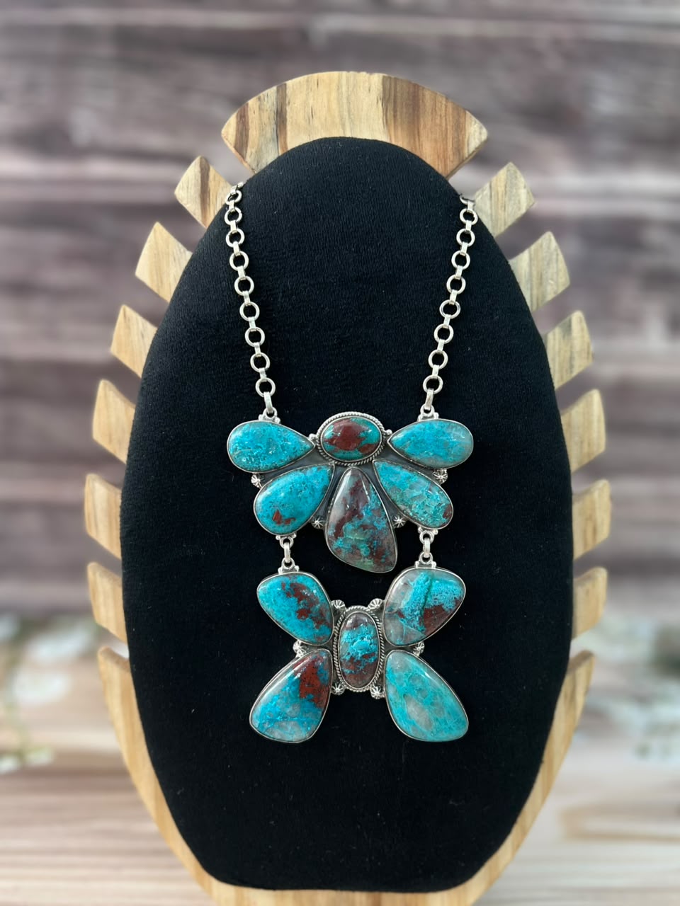 Handmade Sterling Silver Gem Silica Collection: Necklace Signed Nizhoni