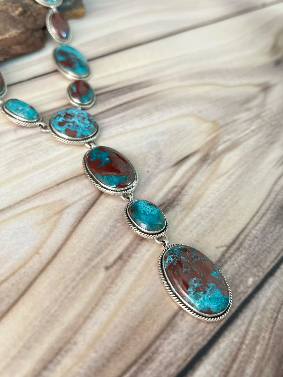 Handmade Sterling Silver Gem Silica Collection: Necklace Signed Nizhoni