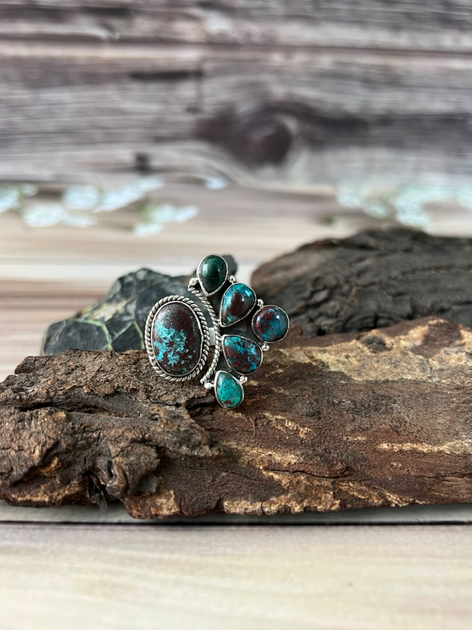 Handmade Sterling Silver Gem Silica Collection: Adjustable Ring Signed Nizhoni