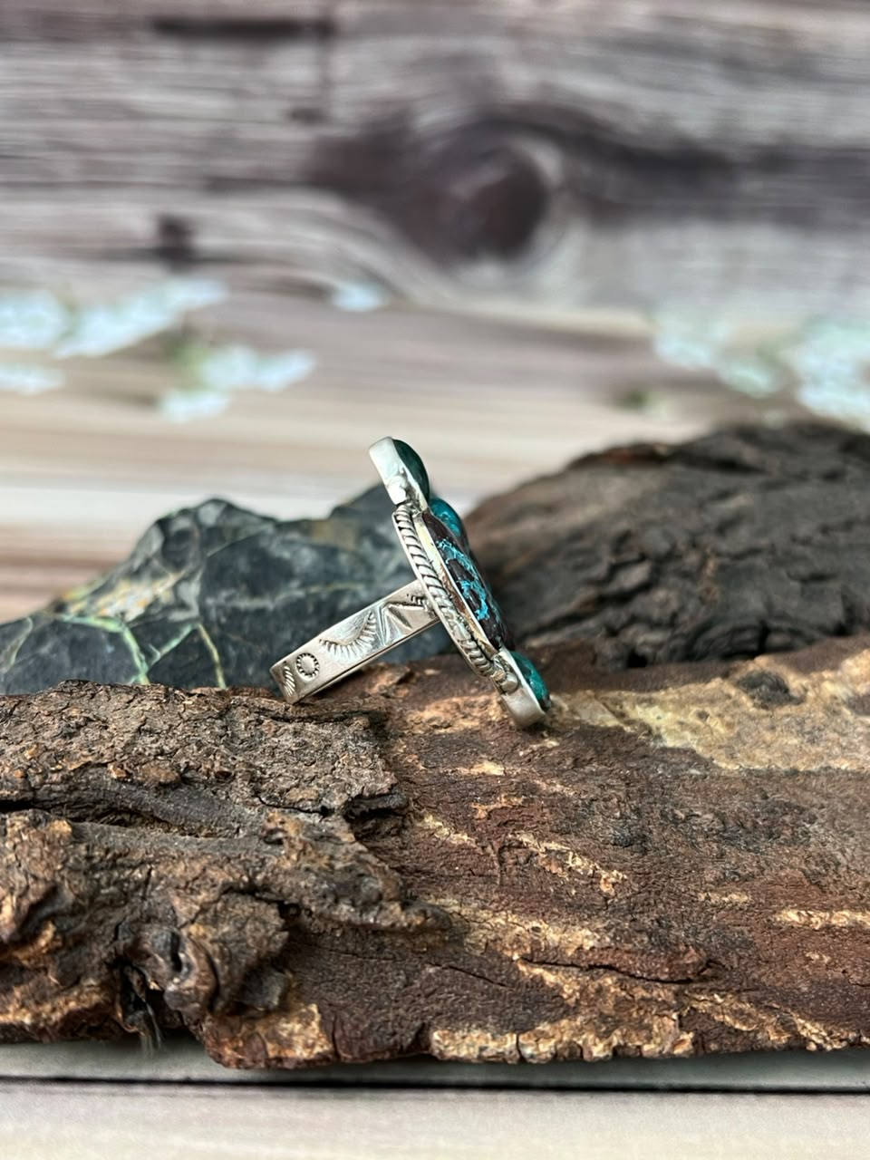 Handmade Sterling Silver Gem Silica Collection: Adjustable Ring Signed Nizhoni