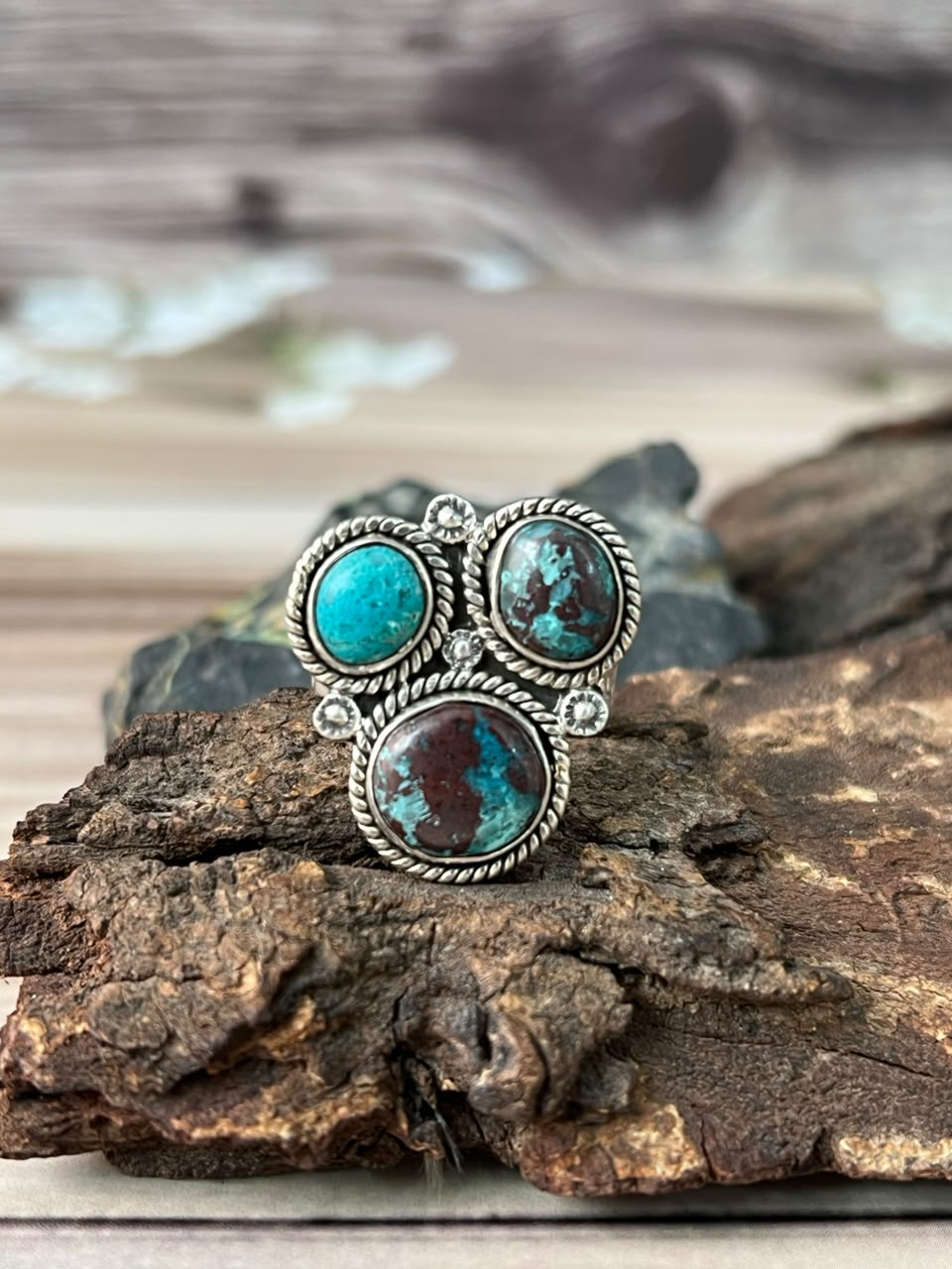 Handmade Sterling Silver Gem Silica Collection: Adjustable Ring Signed Nizhoni