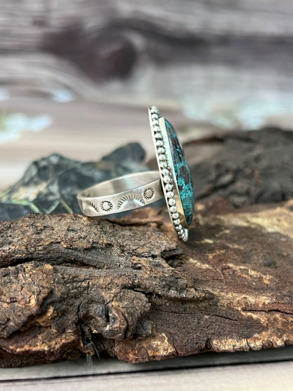 Handmade Sterling Silver Gem Silica Collection: Adjustable Ring Signed Nizhoni