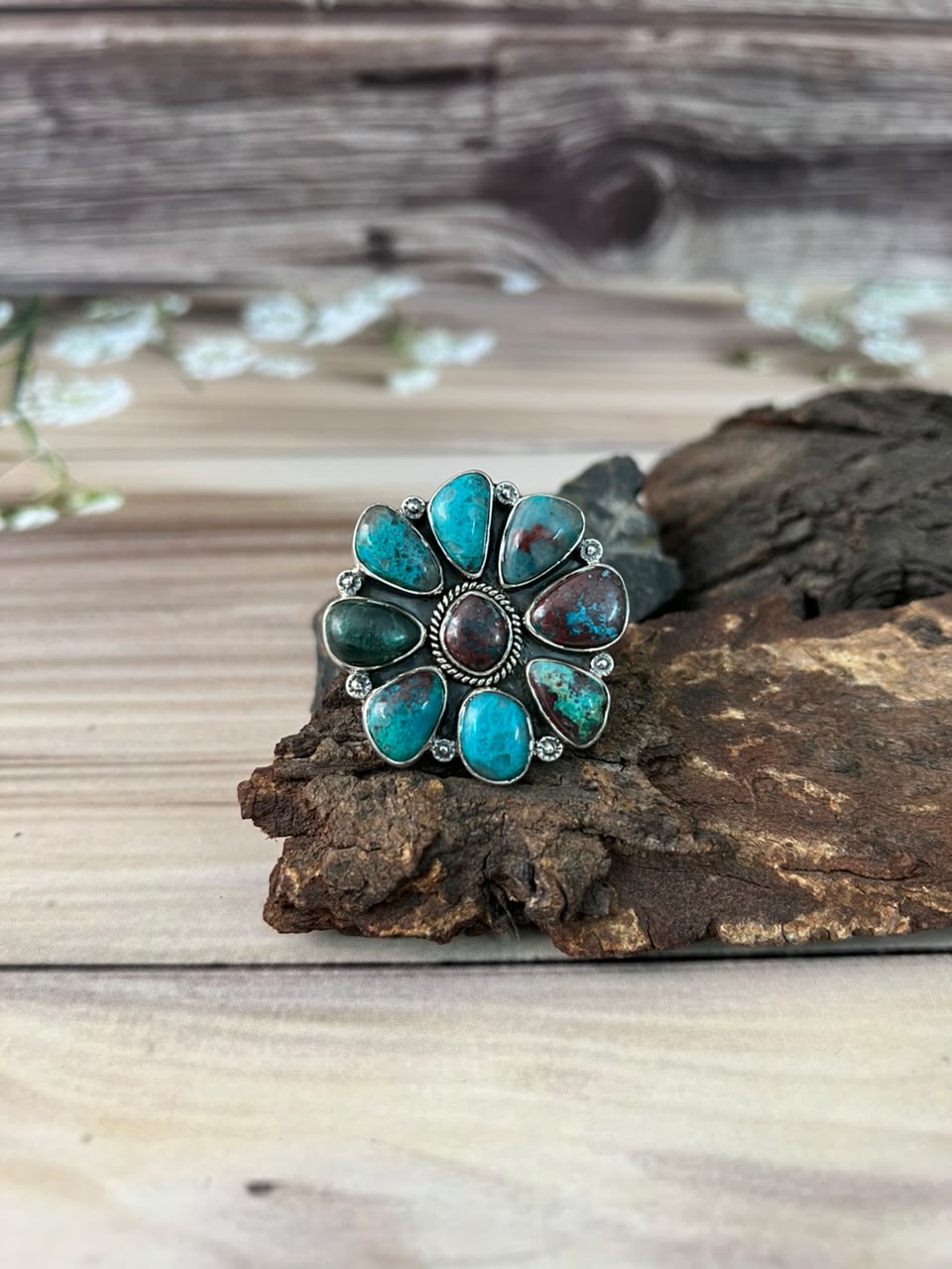 Handmade Sterling Silver Gem Silica Collection: Adjustable Ring Signed Nizhoni